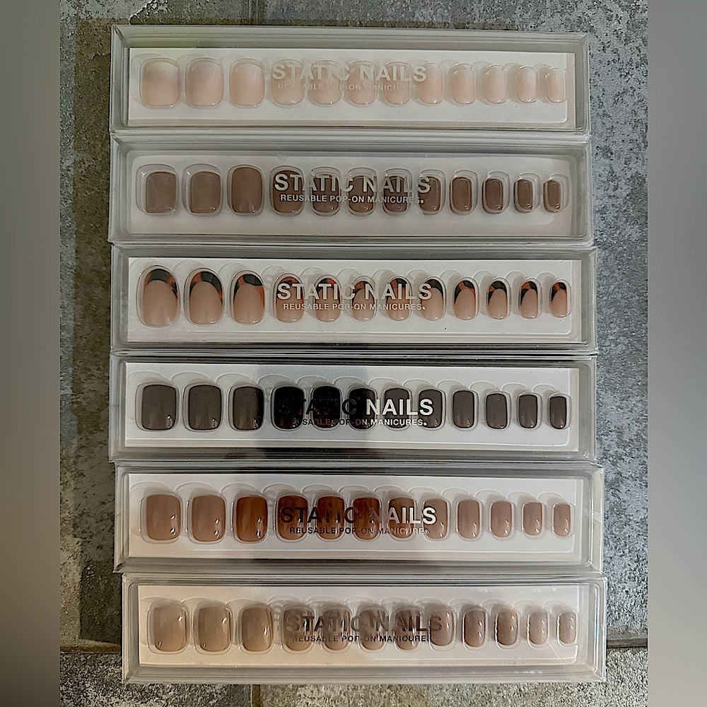 NEW Press on nails SIX NEUTRAL SETS static brand